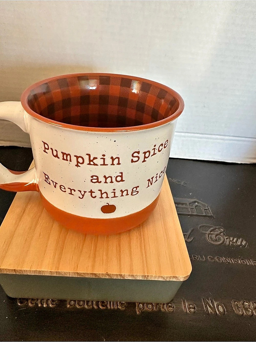 Sheffield Home Pumpkin Spice Plaid Mug in Orange & White Like New